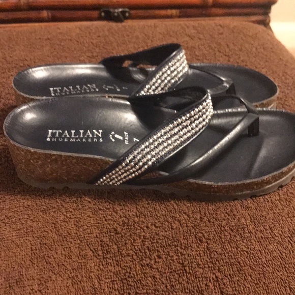 Size 7 blue Italian leather sandals - Picture 4 of 5